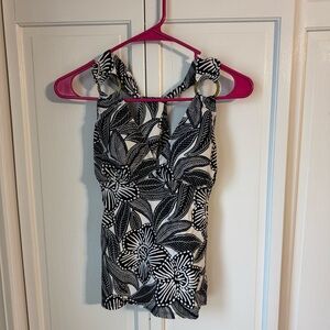 Elegant Black and White Floral Swim Camisole